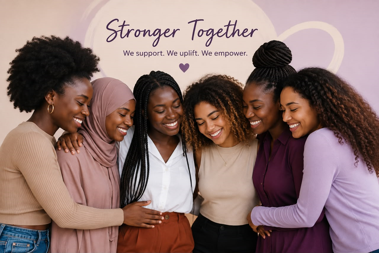 Women and a teenage girl standing together in community